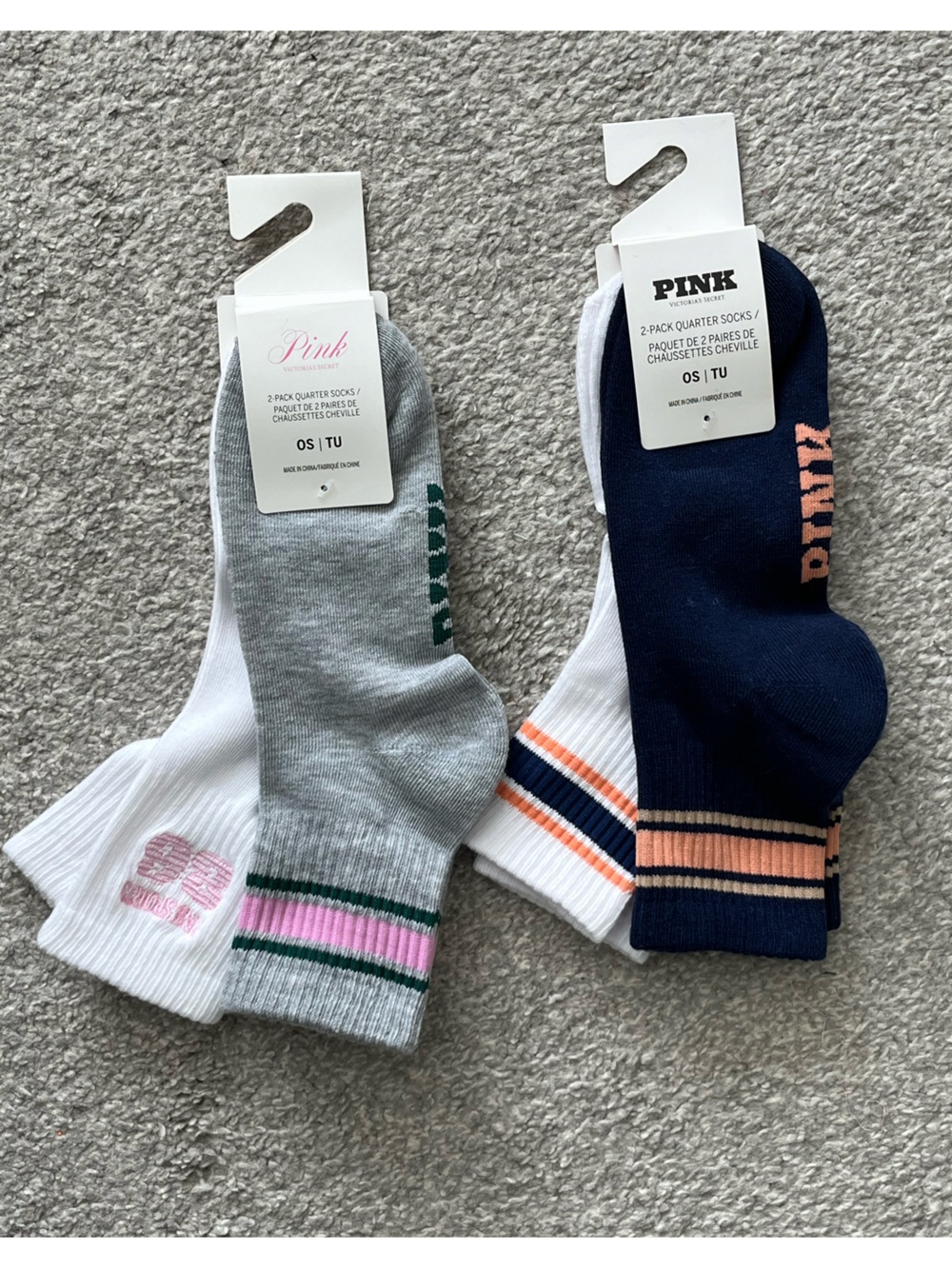 NWT PINK Victoria's Secret Athletic Crew Socks - 4 Total Pair